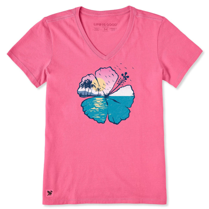 Life Is Good : Women's Hibiscus Coastline Short Sleeve T-Shirt