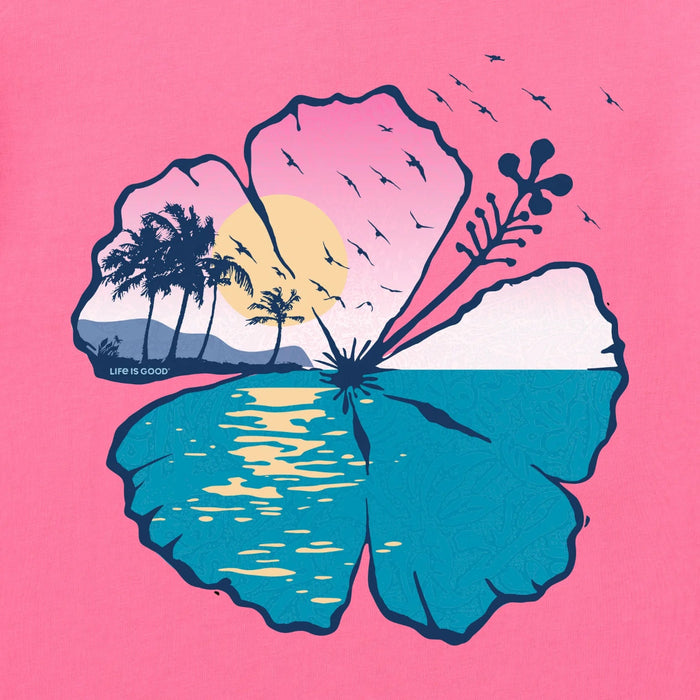 Life Is Good : Women's Hibiscus Coastline Short Sleeve T-Shirt