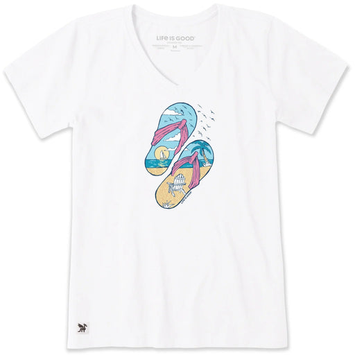 Life Is Good : Women's Beachy Sailing Flip Flops T-Shirt