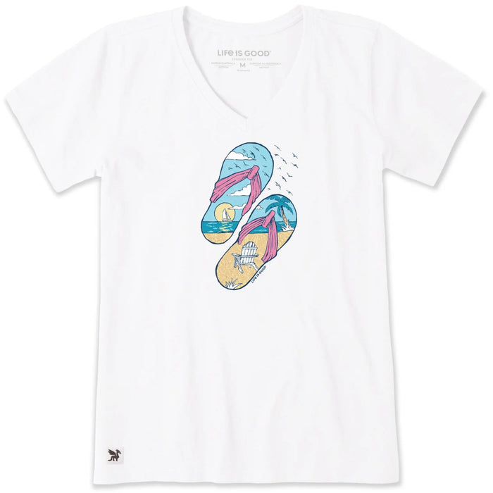 Life Is Good : Women's Beachy Sailing Flip Flops T-Shirt