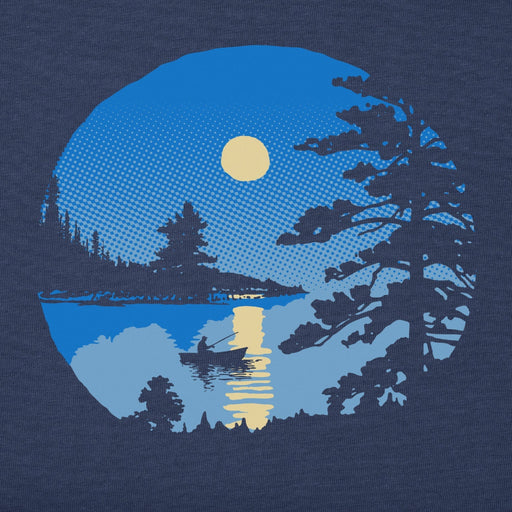Life Is Good : Men's Moonlit Lake Boat T-Shirt