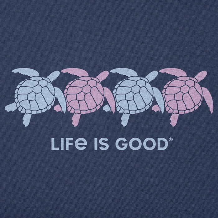 Women's Rally Swimming Turtles short sleeve Crusher T-shirt featuring a swimming sea turtle graphic, crew neckline, and relaxed garment-washed fit for casual everyday wear.