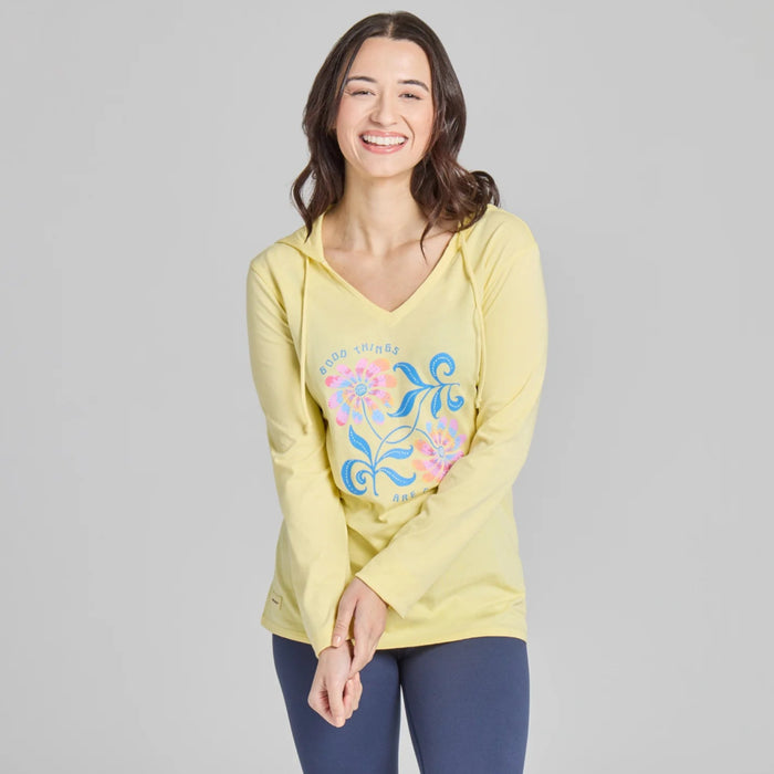 Life Is Good : Women's Hooded Good Things Long Sleeve T-Shirt