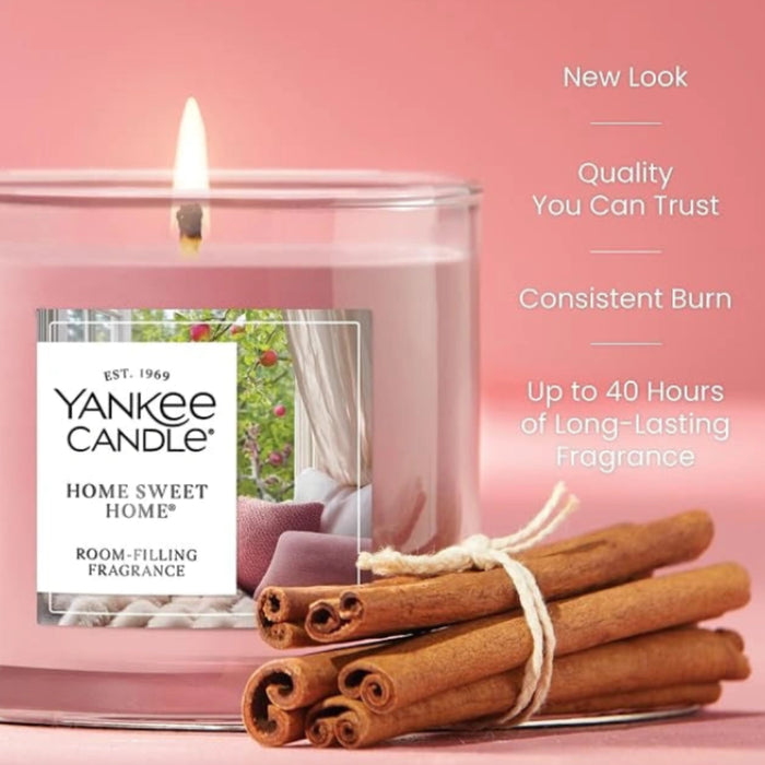 Home Sweet Home Signature Small Tumbler Candle in a reusable glass tumbler with a warm cinnamon and spice fragrance for a cozy home atmosphere.