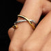 The Pandora Organically Shaped Two-tone Double Ring brings a bold, modern edge to your everyday jewelry.