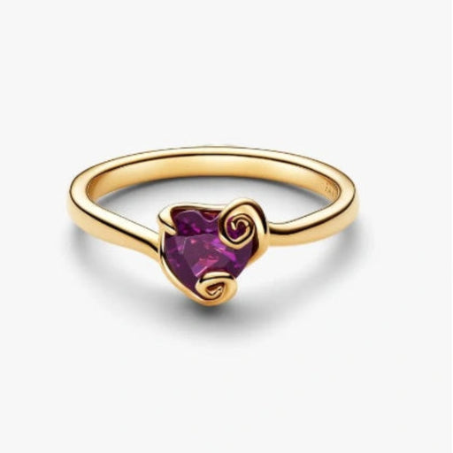 Pandora Disney The Nightmare Before Christmas Sally Purple Heart ring featuring a vibrant purple heart centerpiece with intricate character-inspired details and a polished finish.