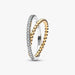 PANDORA Crossover Beads & Pavé Double Band Ring in sterling silver with 14k gold plating and sparkling pavé stones