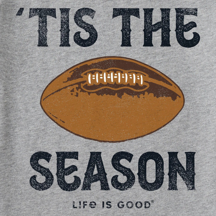 Life Is Good Men's Football 'Tis the Season Short Sleeve Crusher T-Shirt with festive football graphic.