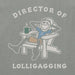 Life Is Good Men's Dir of Lolligaggin Jake Adirondack Long Sleeve Crusher T-Shirt featuring Jake relaxing in an Adirondack chair.