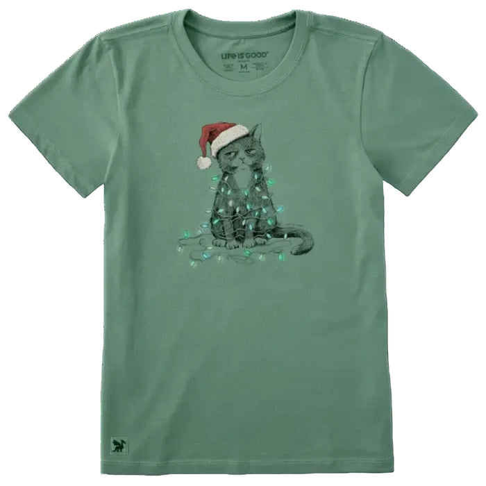 Life Is Good women's Crusher Tee featuring a playful Tangled and Unbothered cat graphic