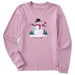 Life Is Good Women's Frosty Friends Long Sleeve Crusher Tee featuring a cheerful winter-themed graphic.