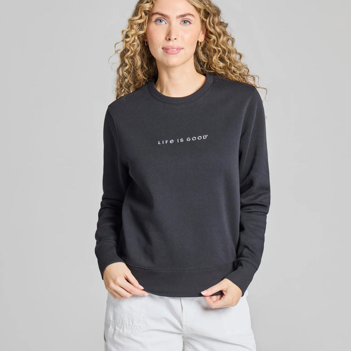 Women's Life is Good Good Vibes Crew sweatshirt in True Black