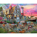 A 1000-piece puzzle featuring a scenic harbor inn, showcasing boats and a tranquil waterfront view.