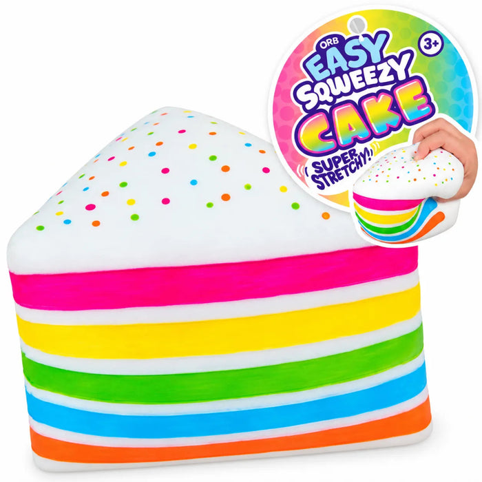 Orb Toys Easy Sqweezy Cake Squishy Squeeze Toy featuring a fun cake-shaped design.