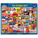  A vibrant collage displaying an array of food items mixed with diverse objects.