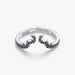 Close-up of the Pandora Disney Maleficent Ring in sterling silver showing dark stones and an intricate design.