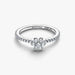 Elegant diamond flower ring set on a white gold band, highlighting a beautiful floral arrangement of shimmering diamonds.