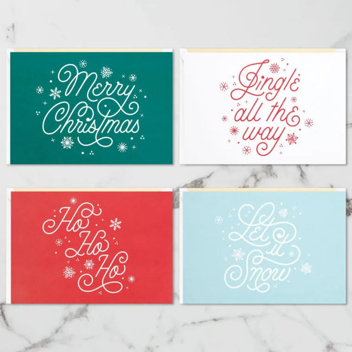 Hallmark : Festive Holiday Wishes Assorted 3D Pop-Up Christmas Cards, Pack of 4