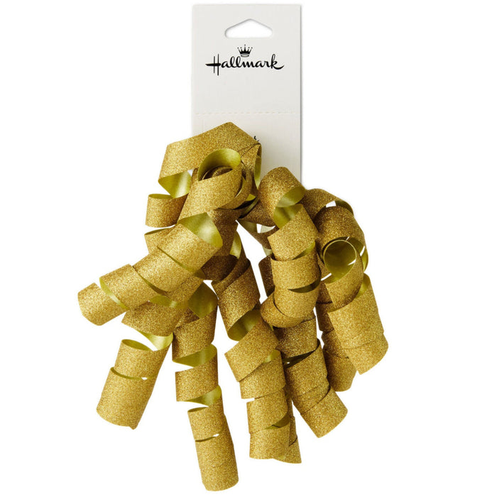 6.5" Sparkly Gold Curly Ribbon Gift Bow