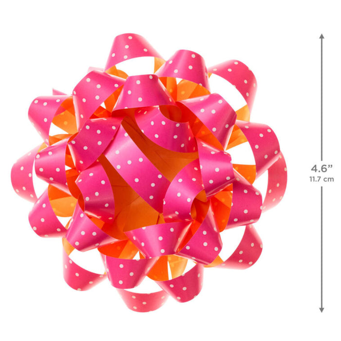 Hallmark : 4.6" White Mini Dots on Pink Gift Bow