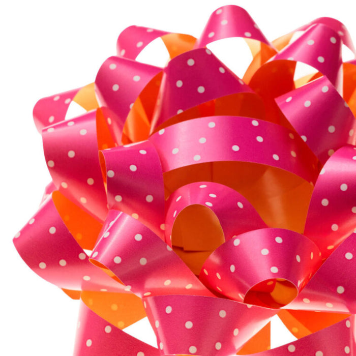 Hallmark : 4.6" White Mini Dots on Pink Gift Bow
