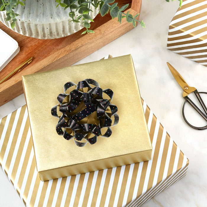 Hallmark : 4.6" Colorful Mini Dots on Black Gift Bow