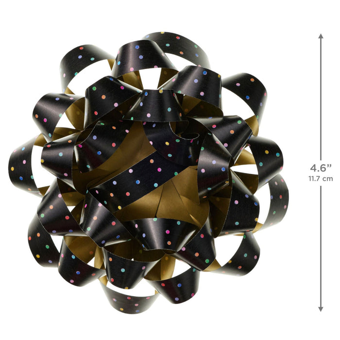 Hallmark : 4.6" Colorful Mini Dots on Black Gift Bow