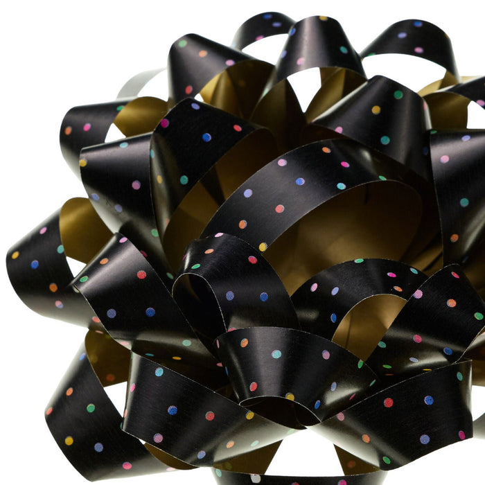Hallmark : 4.6" Colorful Mini Dots on Black Gift Bow