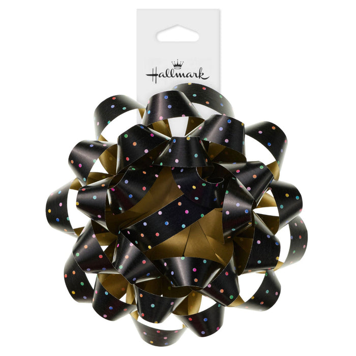 Hallmark : 4.6" Colorful Mini Dots on Black Gift Bow