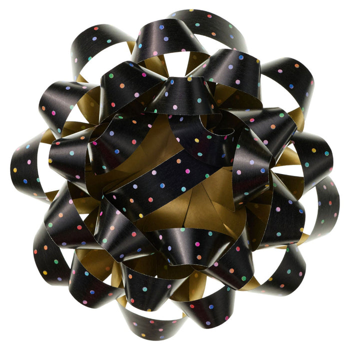 Hallmark : 4.6" Colorful Mini Dots on Black Gift Bow