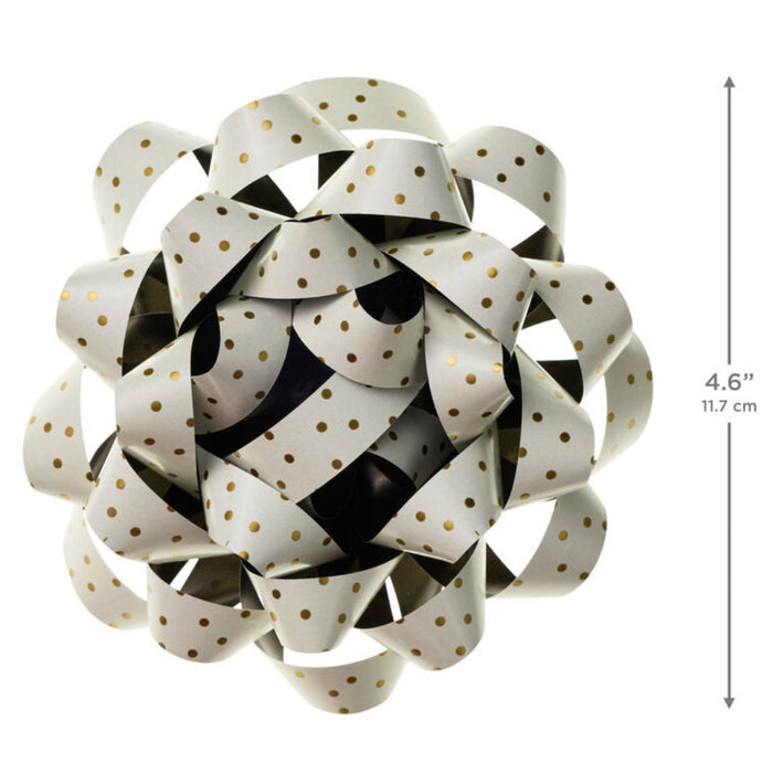Hallmark : 4.6" Gold Dots on Cream Gift Bow
