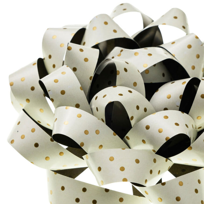 Hallmark : 4.6" Gold Dots on Cream Gift Bow
