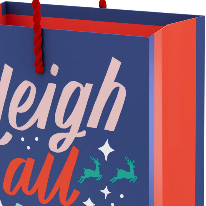 4.6-inch Sleigh All Day Christmas gift card holder mini bag with festive holiday lettering.