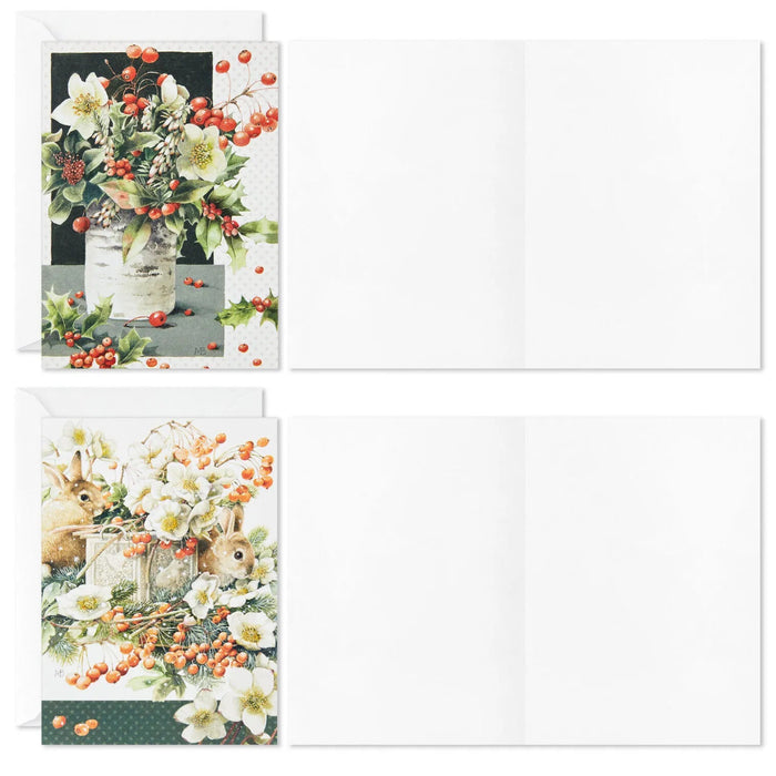 Hallmark Marjolein Bastin holiday boxed blank Christmas note cards assortment, 24 cards with nature-inspired winter artwork and matching envelopes