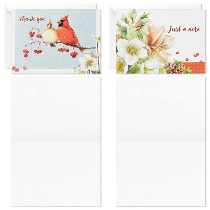 Hallmark Marjolein Bastin holiday boxed blank Christmas note cards assortment, 24 cards with nature-inspired winter artwork and matching envelopesq