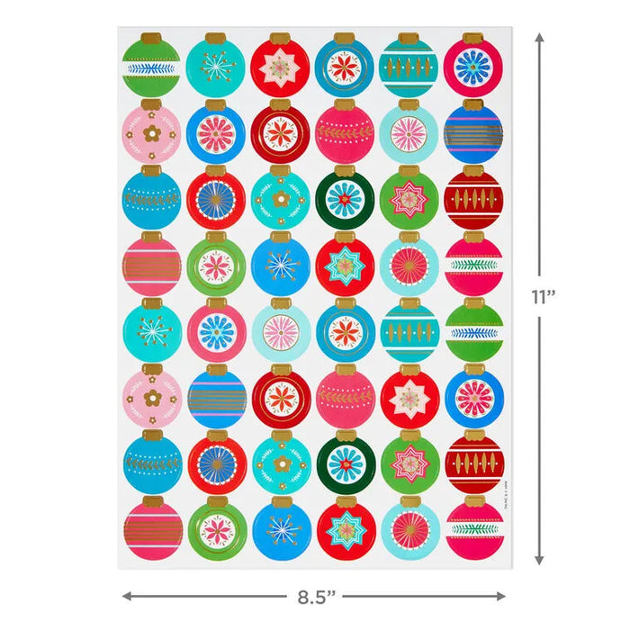 Hallmark : Colorful Christmas Ornament Round Christmas Seals, 2 Sheets