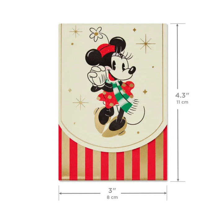 Hallmark Disney Minnie Mouse Holiday Note Pad with 75 sheets, featuring Minnie Mouse in a festive seasonal design.