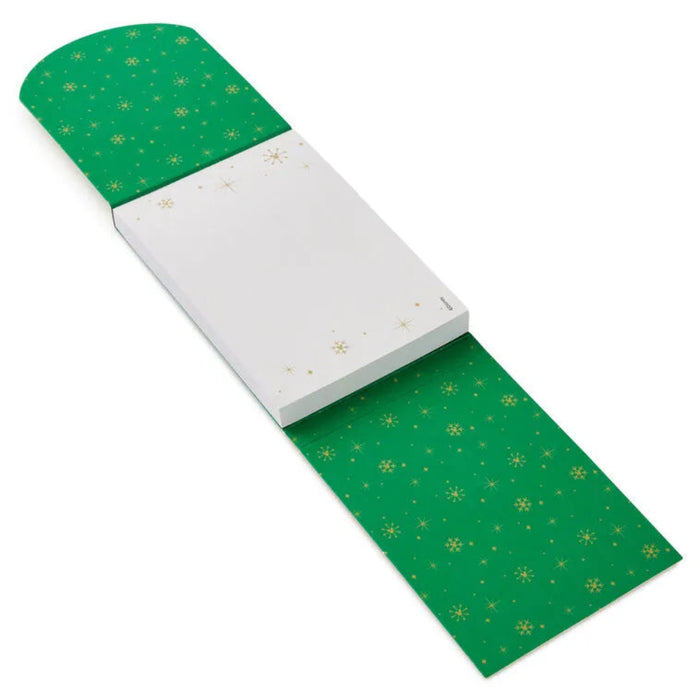 Hallmark Disney Minnie Mouse Holiday Note Pad with 75 sheets, featuring Minnie Mouse in a festive seasonal design.