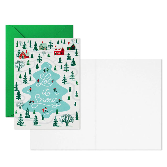 Hallmark Snowy Winter Village blank Christmas notes pack of 10 with “Let it Snow” winter village design, glitter accents, cards and envelopes