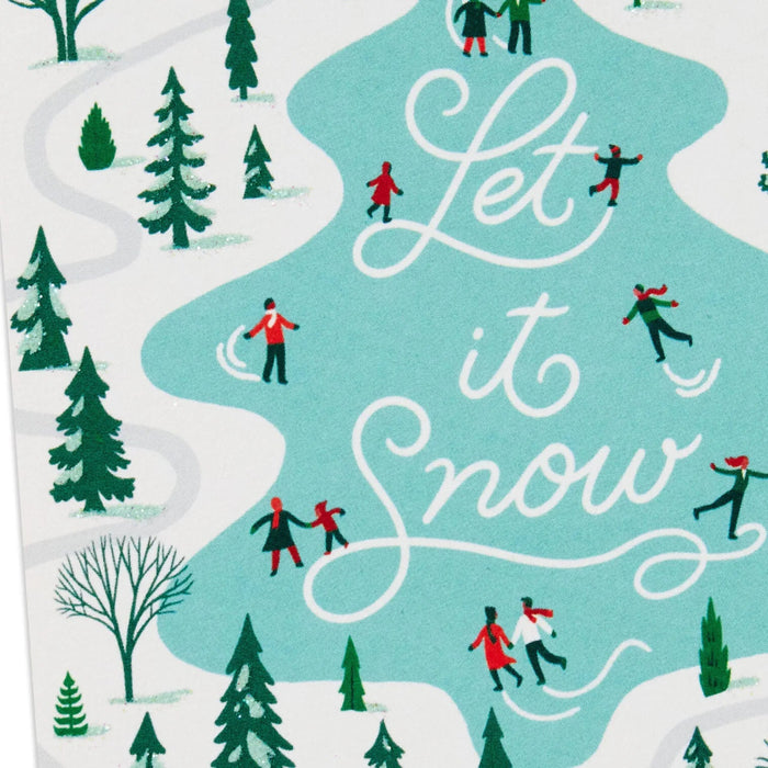 Hallmark Snowy Winter Village blank Christmas notes pack of 10 with “Let it Snow” winter village design, glitter accents, cards and envelopes