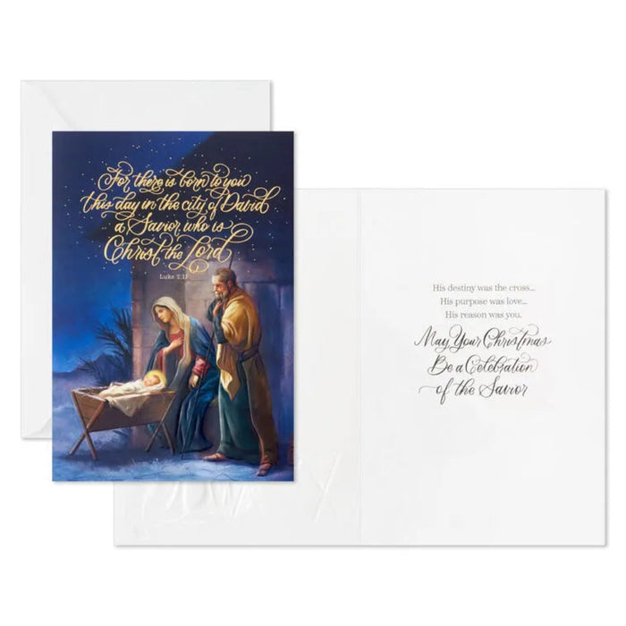Hallmark DaySpring A Savior Born to You boxed Christmas cards featuring a faith-filled Christmas message, pack of 16
