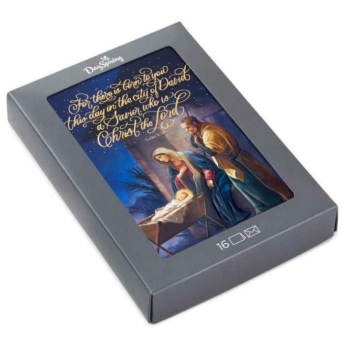 Hallmark DaySpring A Savior Born to You boxed Christmas cards featuring a faith-filled Christmas message, pack of 16