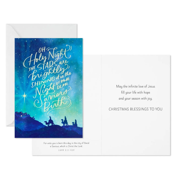 Hallmark Wise Men and Stars Religious Boxed Christmas Cards, pack of 16, featuring Wise Men and star-themed religious Christmas artwork.