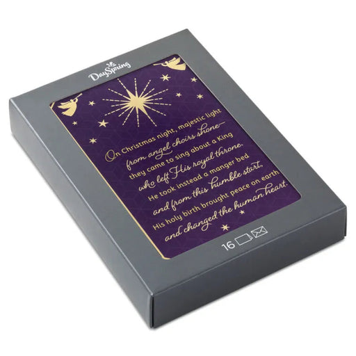 Hallmark Angels on Purple Religious Boxed Christmas Cards, pack of 16, featuring an elegant angel design on a purple background