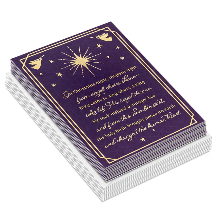 Hallmark Angels on Purple Religious Boxed Christmas Cards, pack of 16, featuring an elegant angel design on a purple background