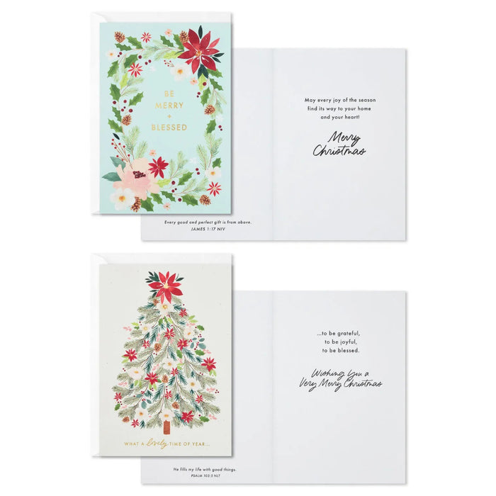 Hallmark Blessed Botanicals Religious Assorted Boxed Christmas Cards, pack of 16, featuring assorted botanical and faith-inspired Christmas designs.