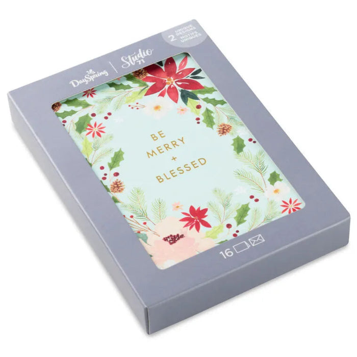Hallmark Blessed Botanicals Religious Assorted Boxed Christmas Cards, pack of 16, featuring assorted botanical and faith-inspired Christmas designs.