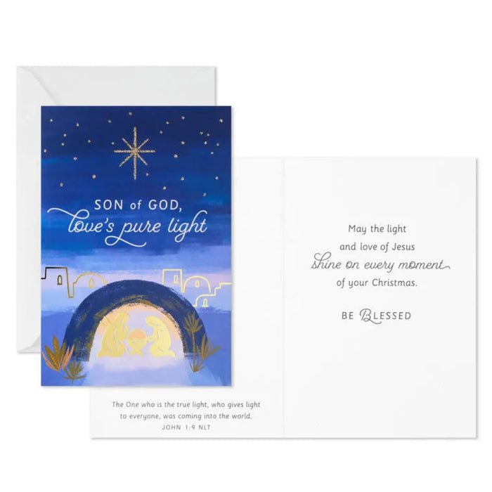 Hallmark Light and Love Religious Assorted Boxed Christmas Cards, pack of 16, featuring uplifting faith-inspired holiday designs.
