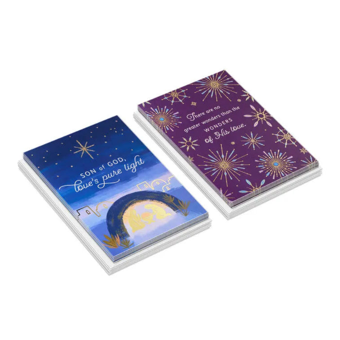 Hallmark Light and Love Religious Assorted Boxed Christmas Cards, pack of 16, featuring uplifting faith-inspired holiday designs.