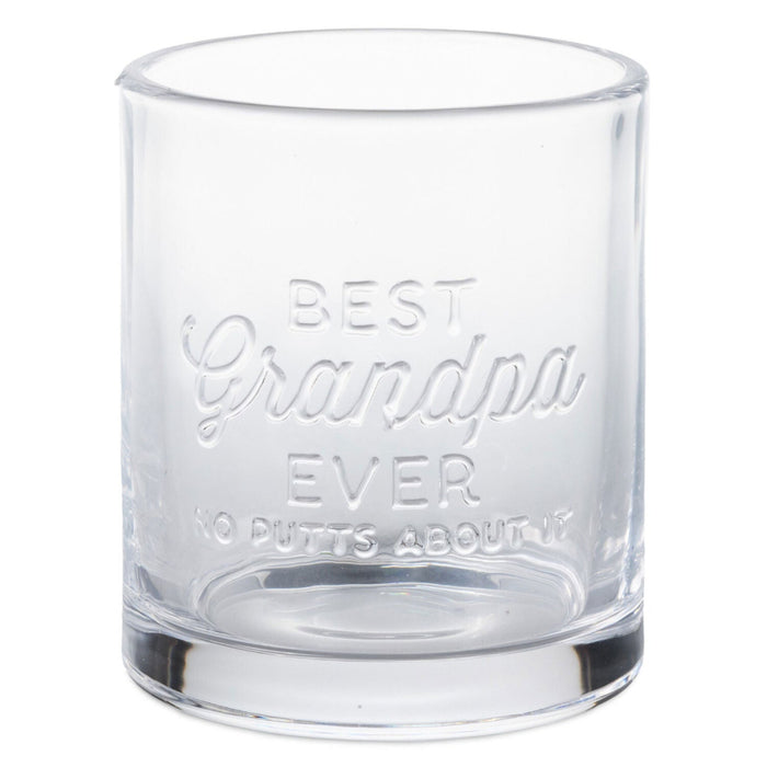 Best Grandpa Ever Lowball Glass With Golf Club Stirrer and Turf Coaster, 8.5 oz.